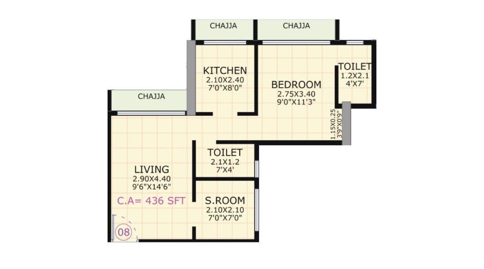 Gami-Jade-Floor-Plan-1.5-BHK-Unit-8-436-Sqft