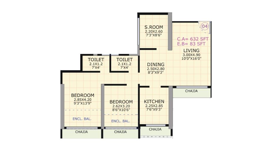 Gami-Jade-Floor-Plan-2.5-BHK-Unit-4-632-Sqft