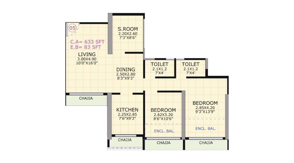 Gami-Jade-Floor-Plan-2.5-BHK-Unit-5-633-Sqft